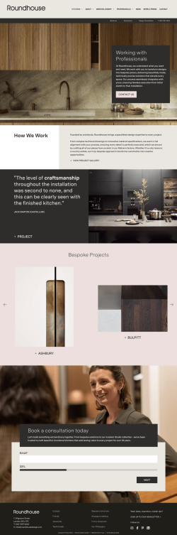 Roundhouse Kitchen Designers website homepage design